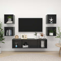 5-tlg. TV-Schrank-Set Hochglanz-Grau Holzwerkstoff