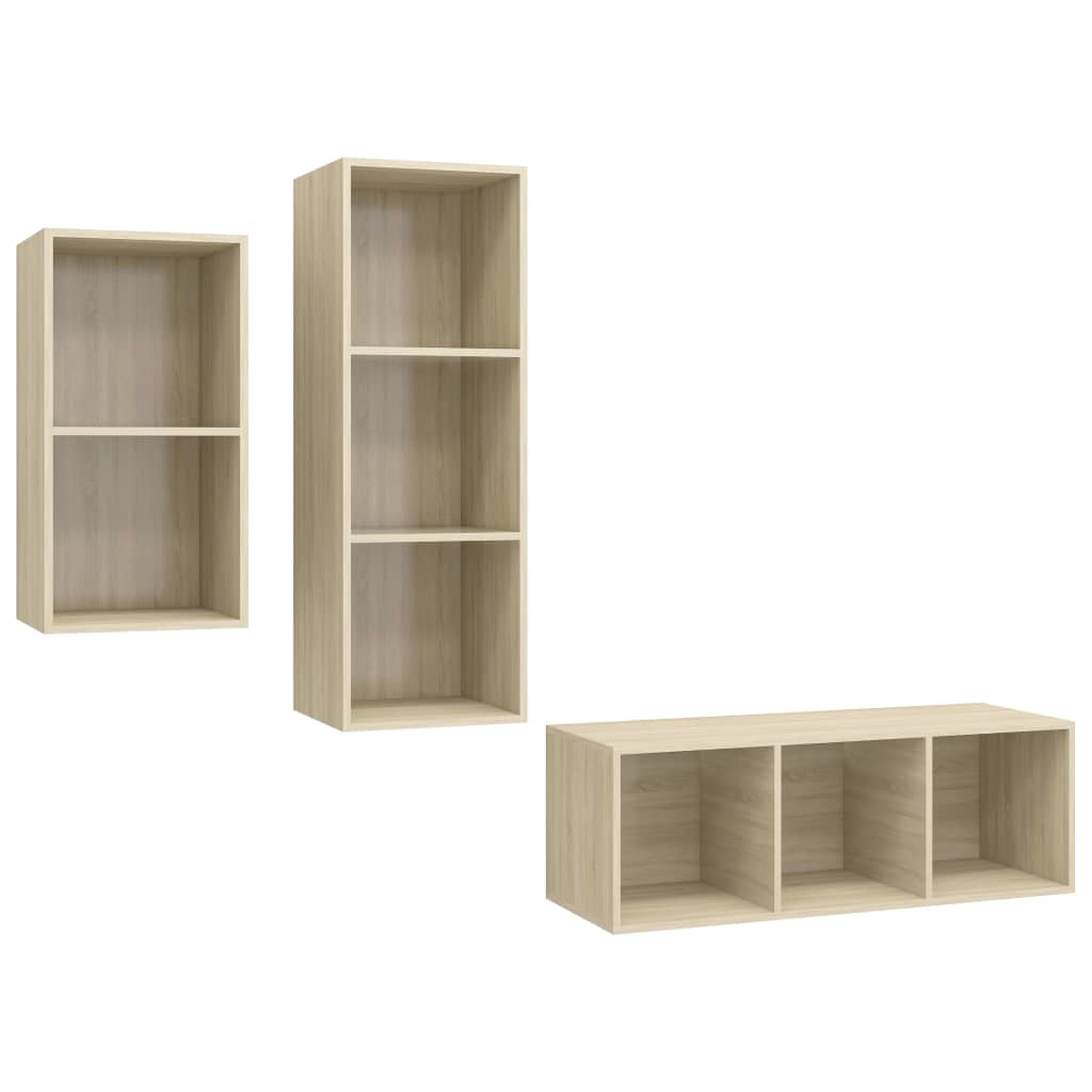 3-tlg. TV-Schrank-Set Sonoma-Eiche Holzwerkstoff