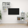 4-tlg. TV-Schrank-Set Hochglanz-Weiß Holzwerkstoff