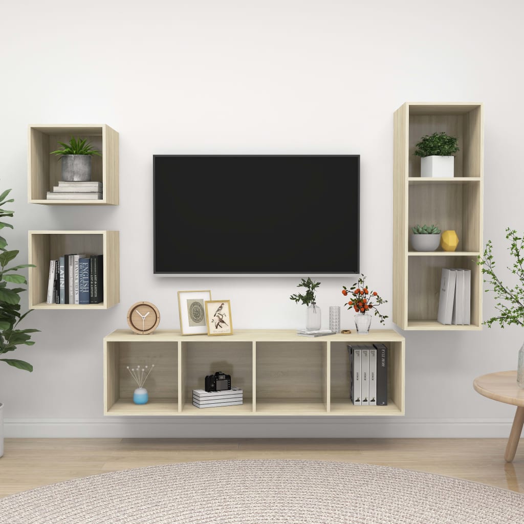 4-tlg. TV-Schrank-Set Sonoma-Eiche Holzwerkstoff