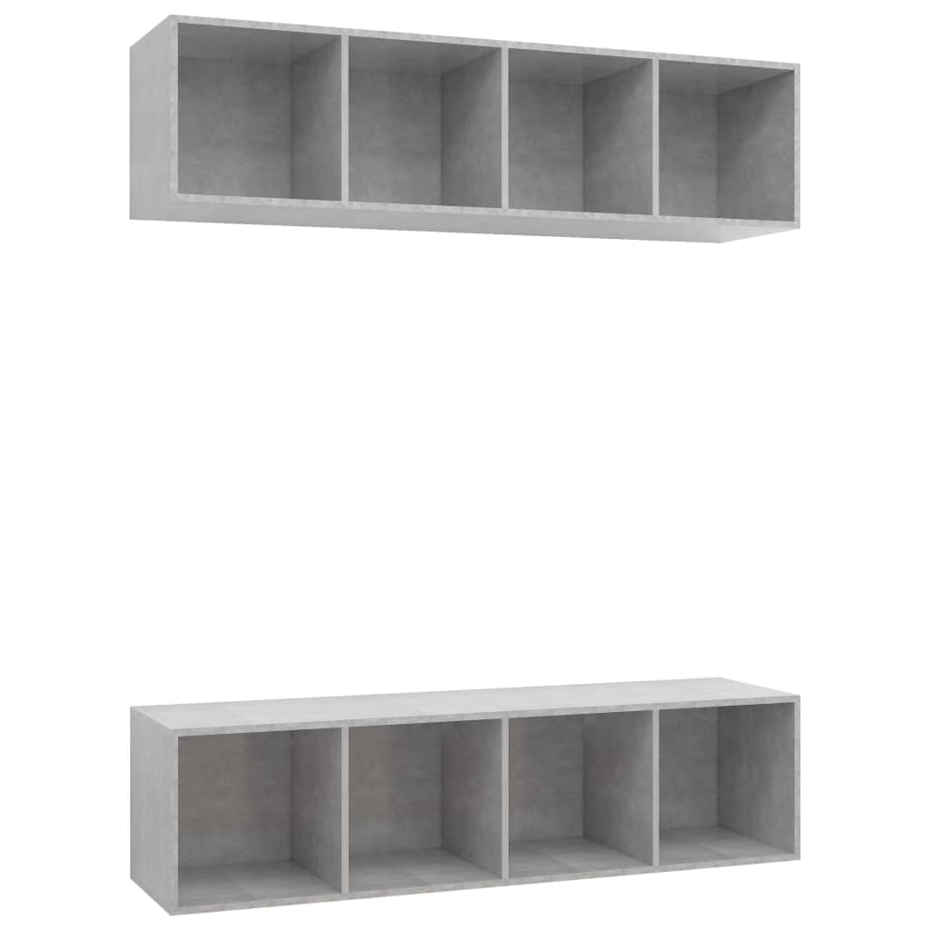 TV-Wandschränke 2 Stk. Betongrau Holzwerkstoff