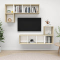 4-tlg. TV-Schrank-Set Weiß Sonoma-Eiche Holzwerkstoff