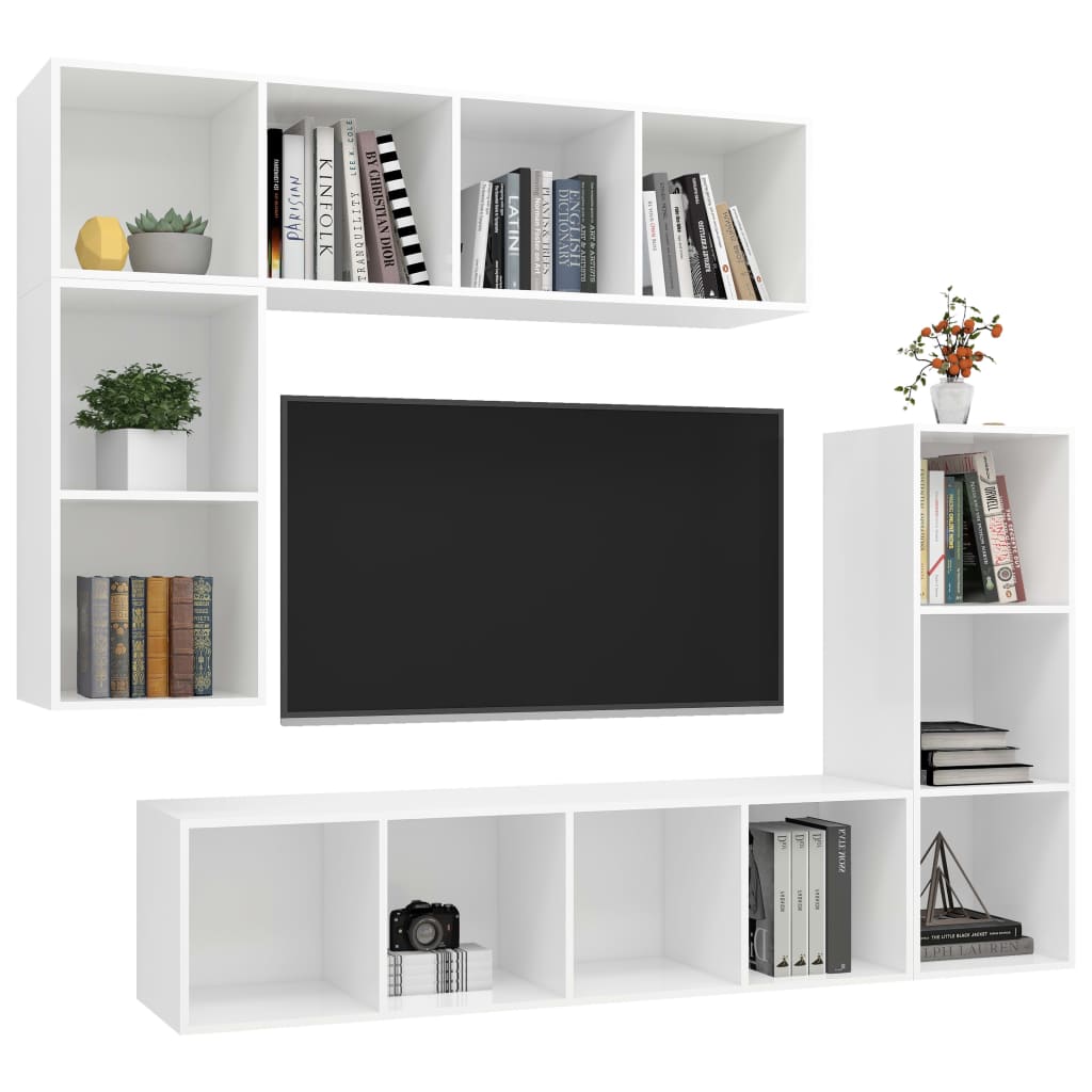4-tlg. TV-Schrank-Set Weiß Holzwerkstoff