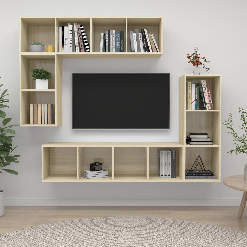 4-tlg. TV-Schrank-Set Sonoma-Eiche Holzwerkstoff
