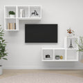TV-Wandschränke 4 Stk. Weiß Holzwerkstoff