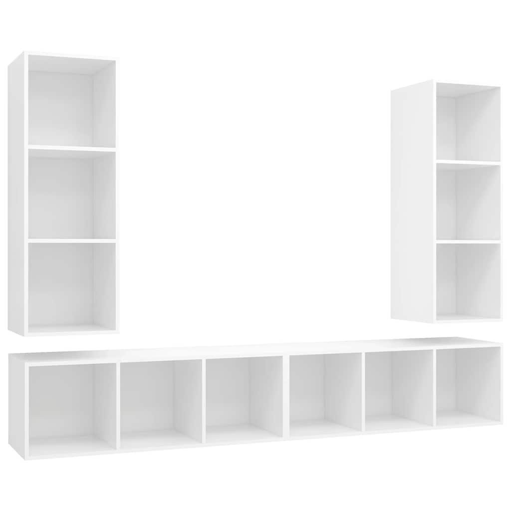 TV-Wandschränke 4 Stk. Weiß Holzwerkstoff