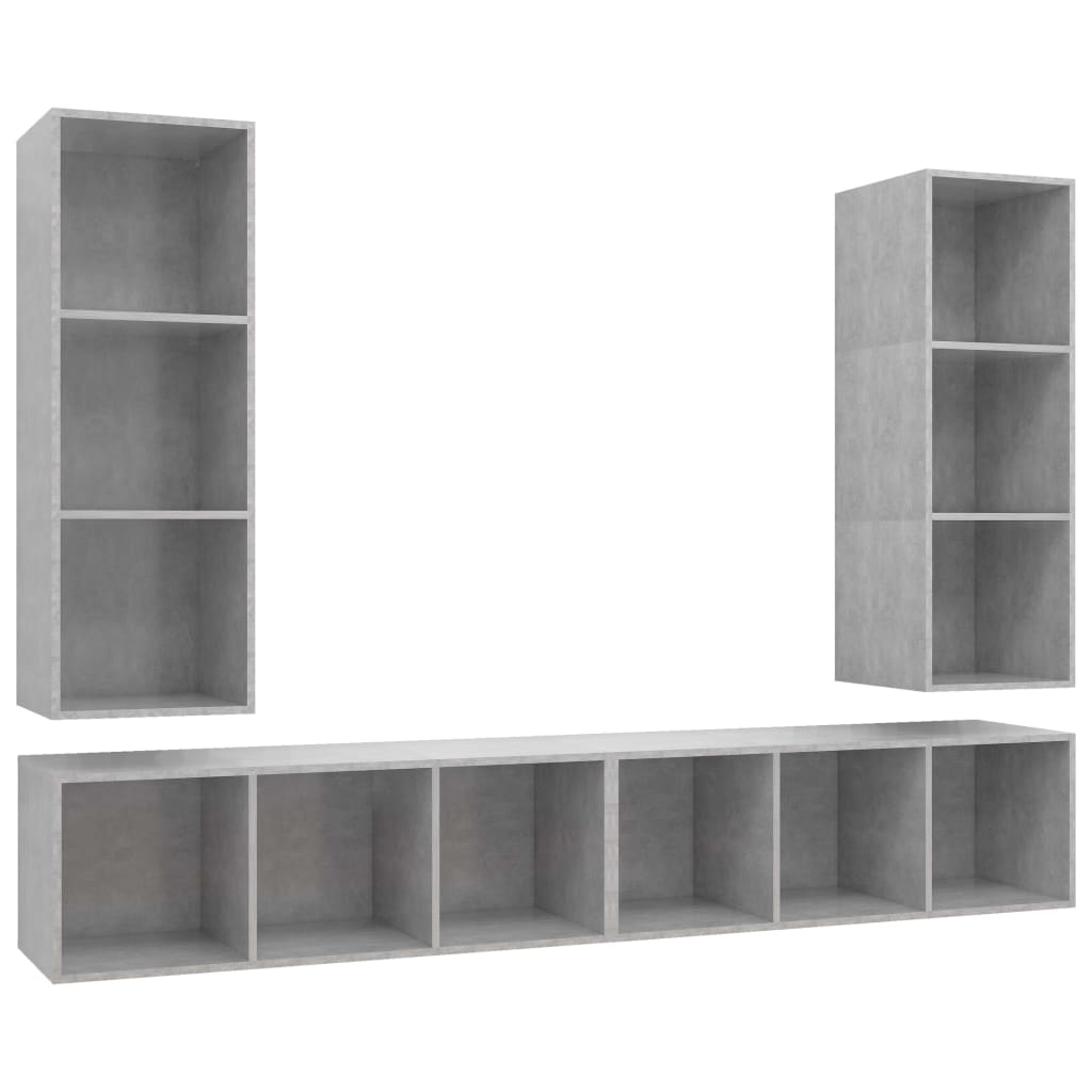 TV-Wandschränke 4 Stk. Betongrau Holzwerkstoff