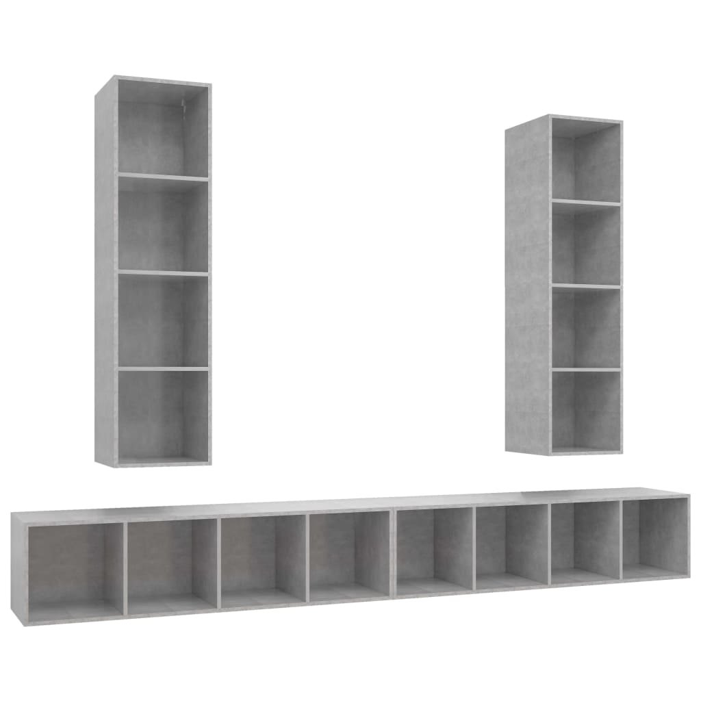 TV-Wandschränke 4 Stk. Betongrau Holzwerkstoff