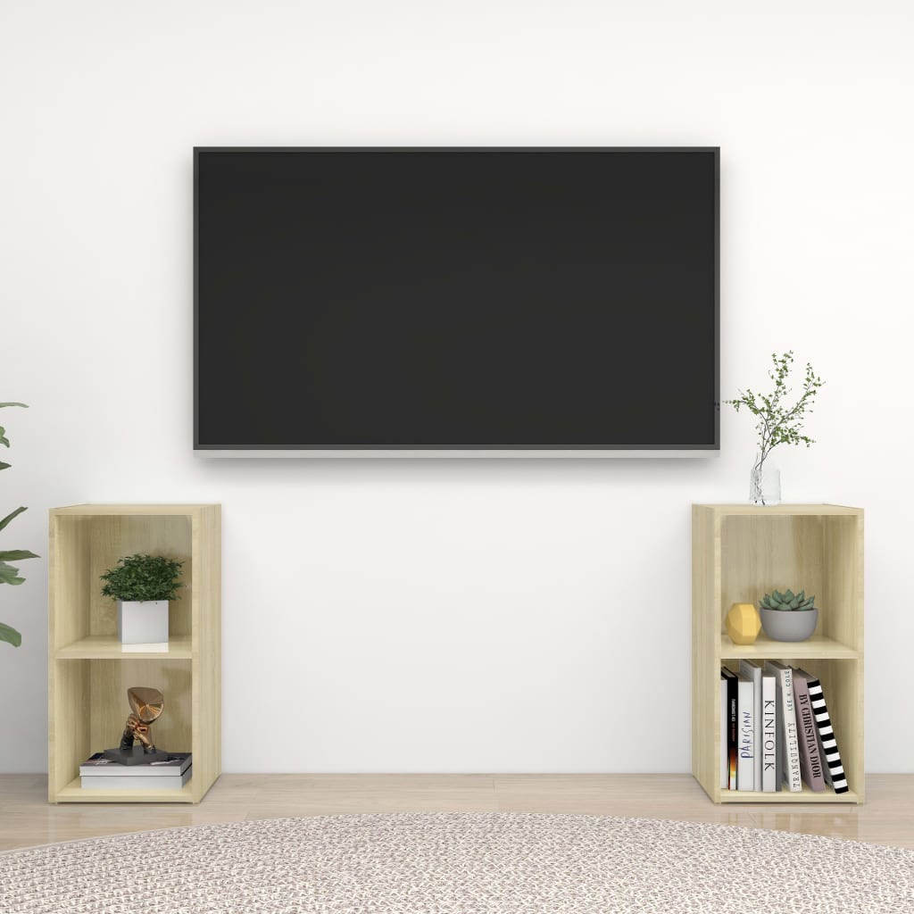TV-Schränke 2 Stk. Sonoma-Eiche 72x35x36,5 cm Holzwerkstoff