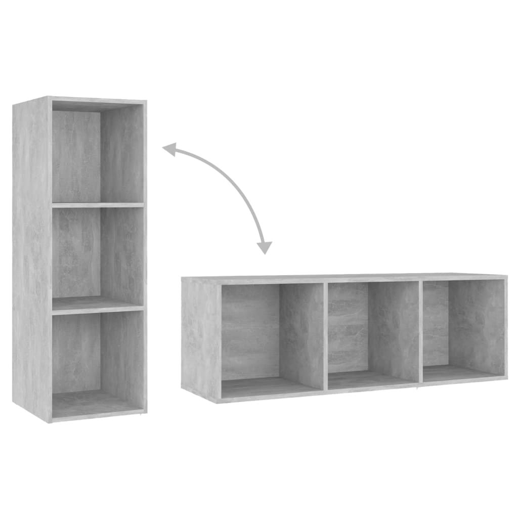 TV-Schränke 2 Stk. Betongrau 107x35x37 cm Holzwerkstoff