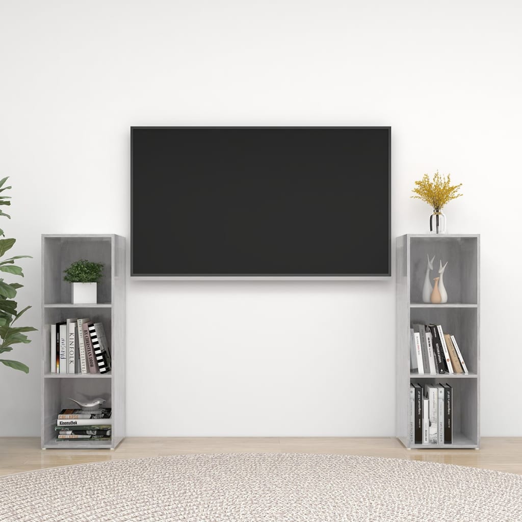 TV-Schränke 2 Stk. Betongrau 107x35x37 cm Holzwerkstoff