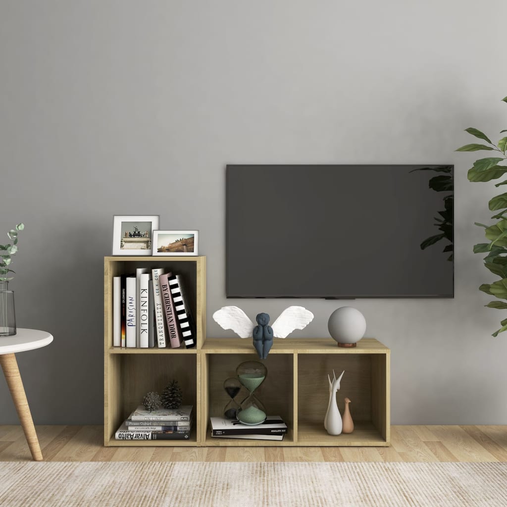 TV-Schränke 2 Stk. Sonoma-Eiche 72x35x36,5 cm Holzwerkstoff