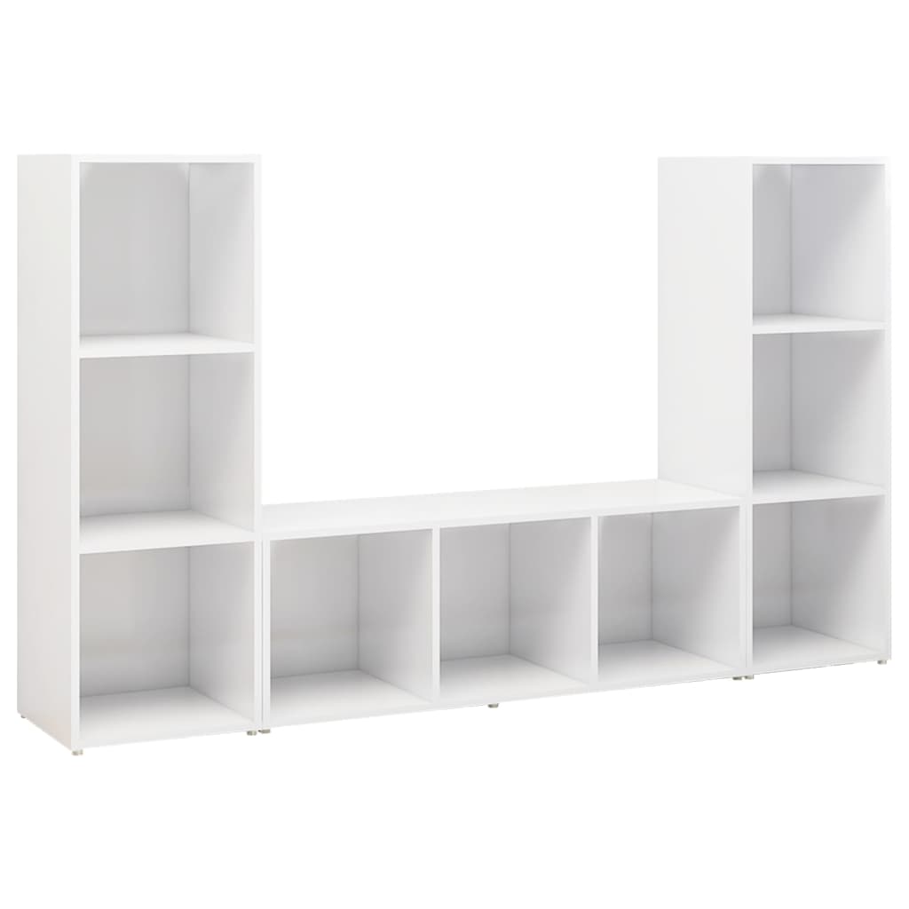 TV-Schränke 3 Stk. Weiß 107x35x37 cm Holzwerkstoff