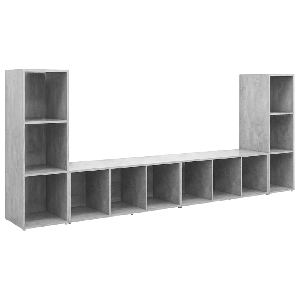 TV-Schränke 4 Stk. Betongrau 107x35x37 cm Holzwerkstoff