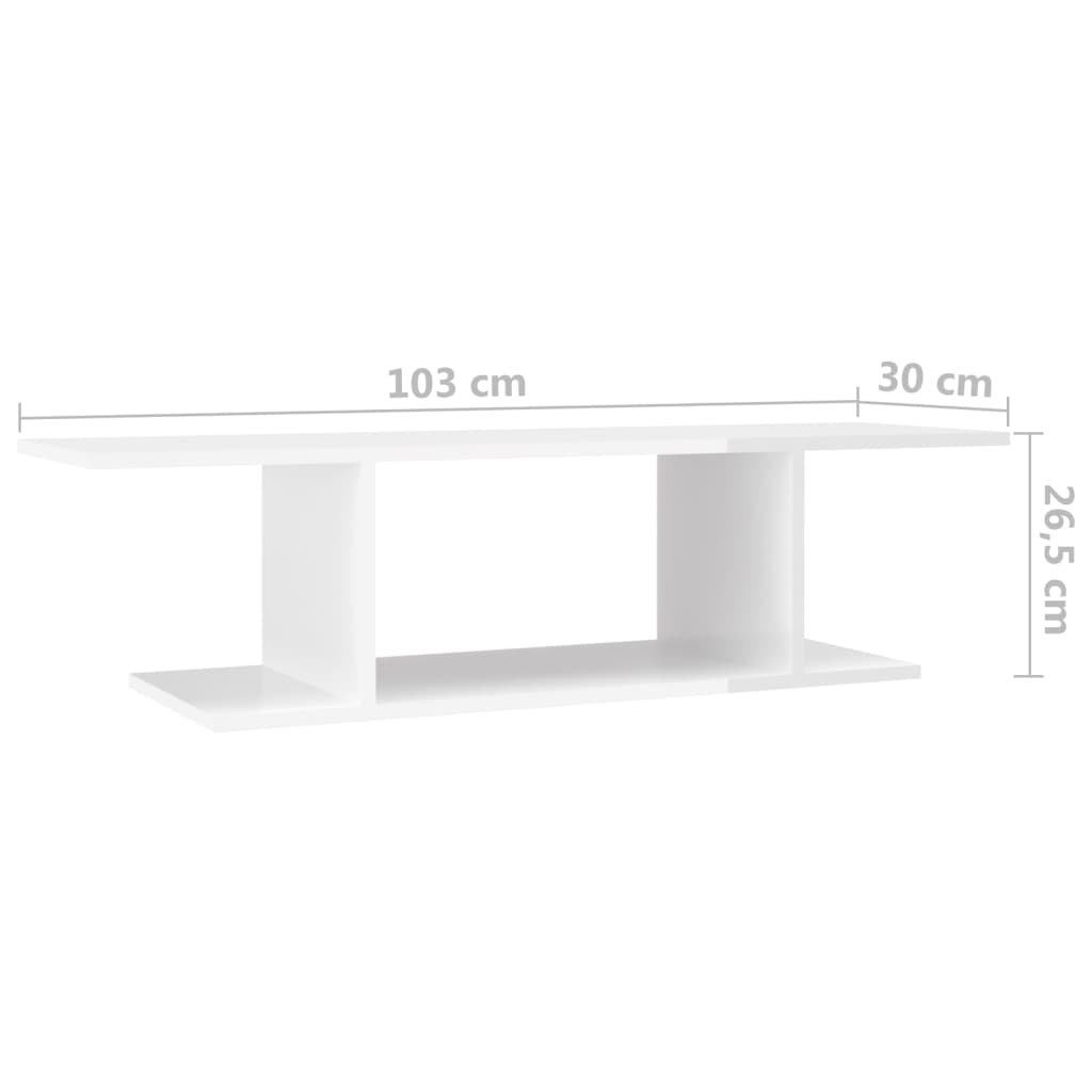 TV-Wandschrank Hochglanz-Weiß 103x30x26,5 cm