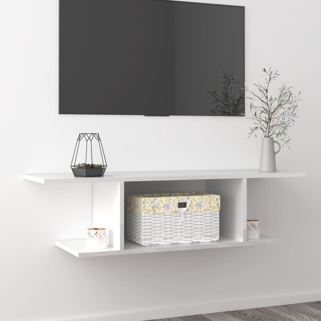 TV-Wandschrank Hochglanz-Weiß 103x30x26,5 cm