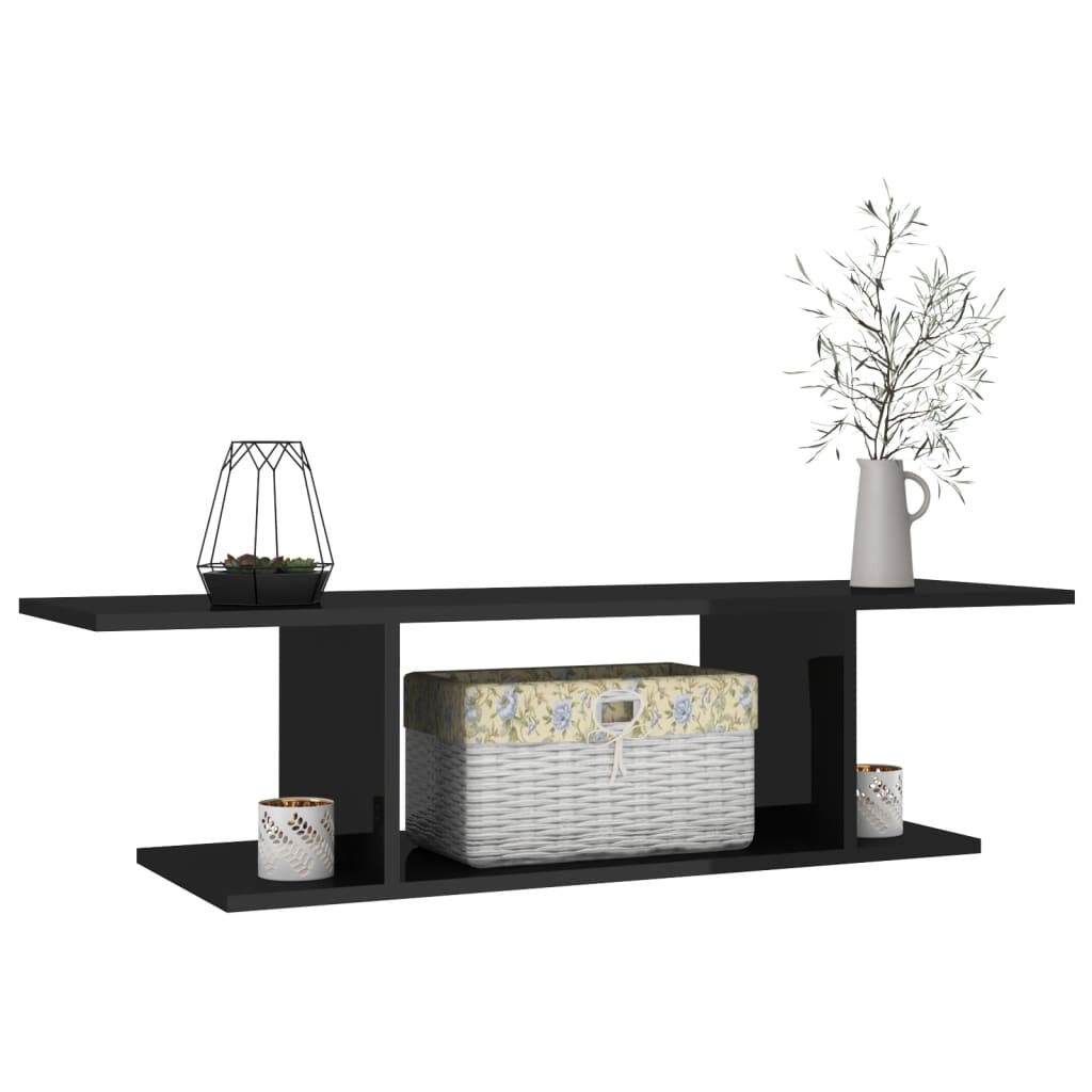 TV-Wandschrank Hochglanz-Schwarz 103x30x26,5 cm