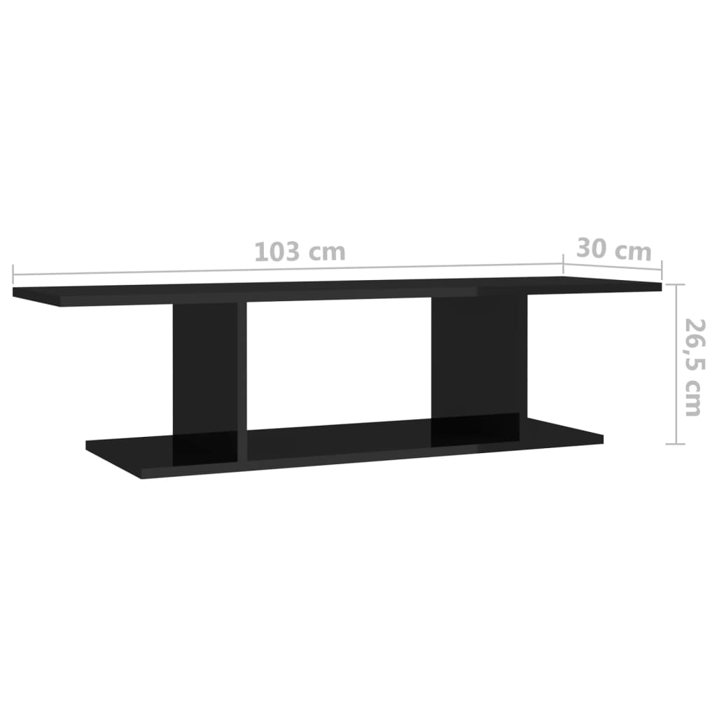 TV-Wandschrank Hochglanz-Schwarz 103x30x26,5 cm
