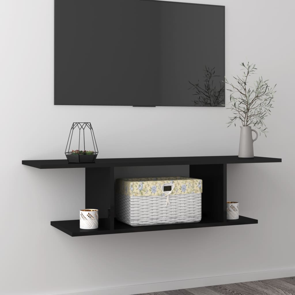 TV-Wandschrank Hochglanz-Schwarz 103x30x26,5 cm