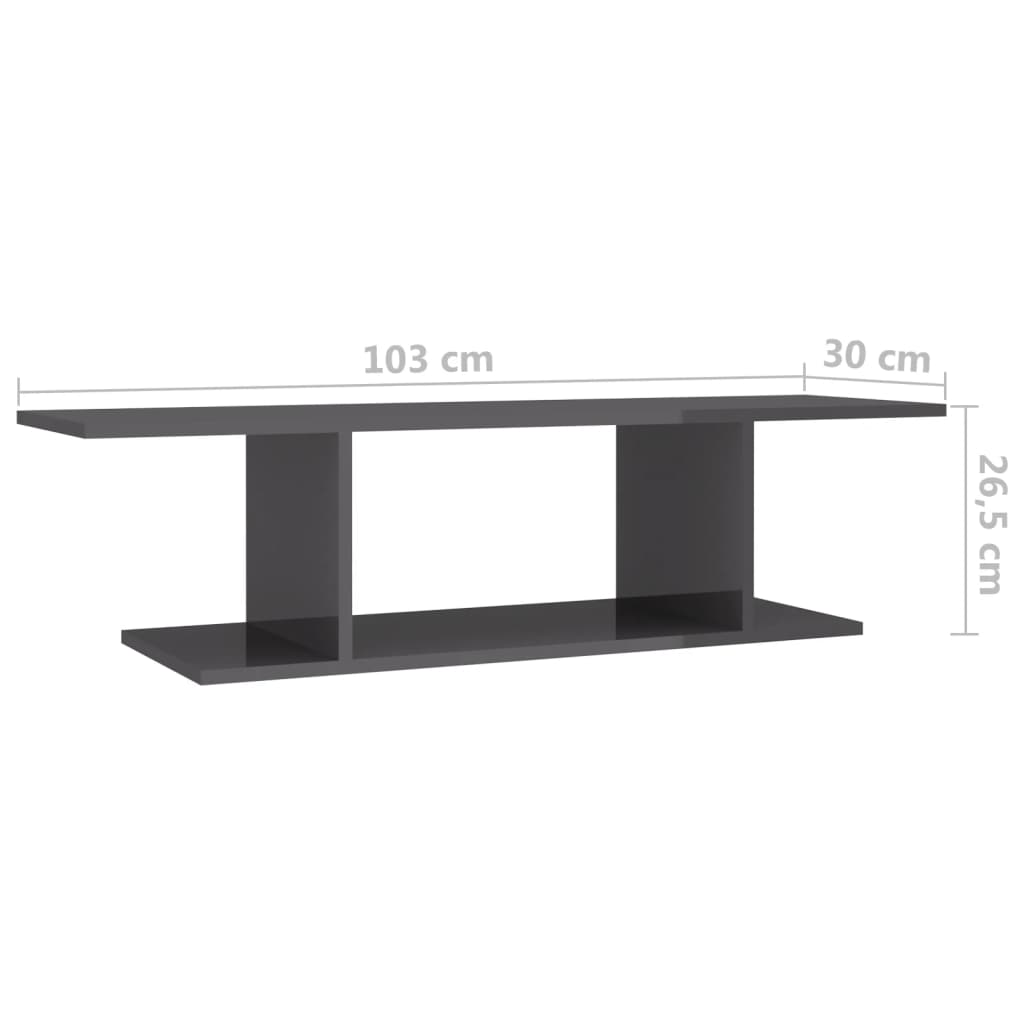TV-Wandschrank Hochglanz-Grau 103x30x26,5 cm