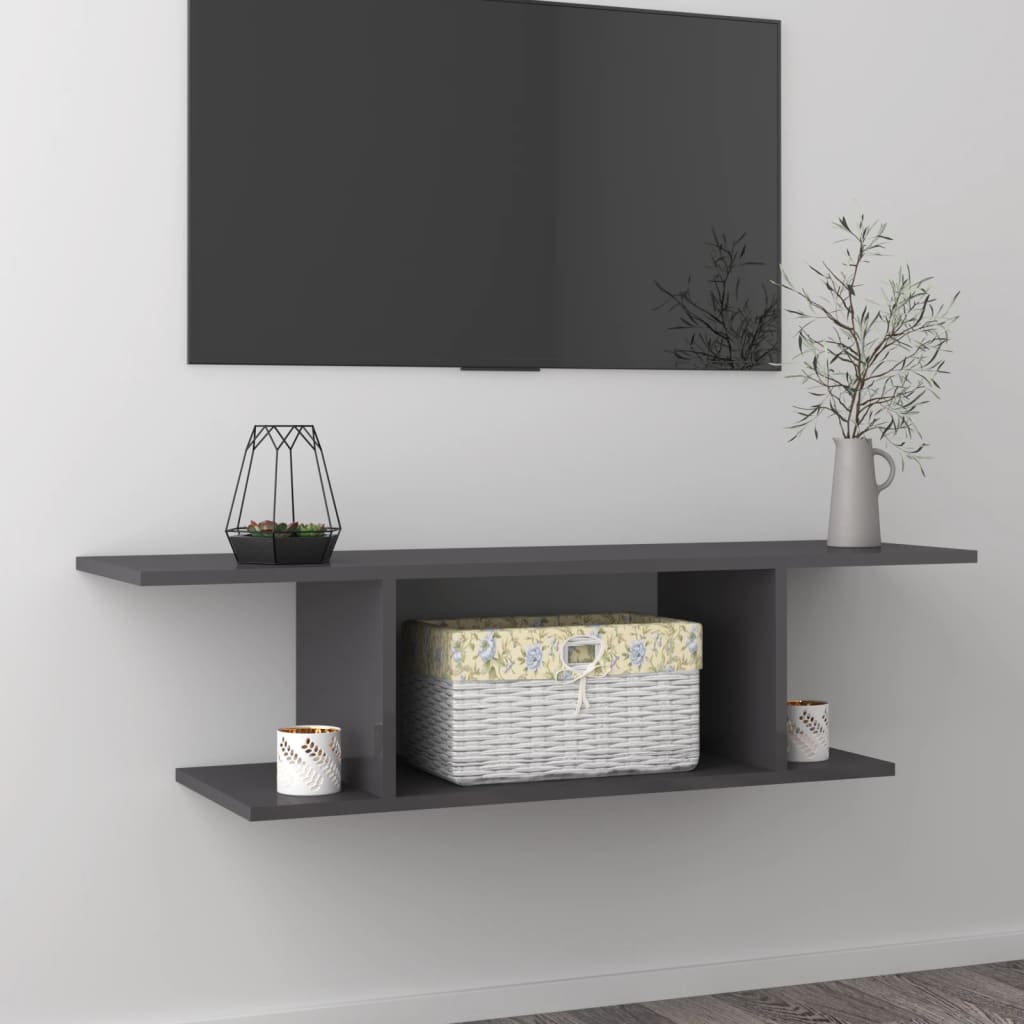 TV-Wandschrank Hochglanz-Grau 103x30x26,5 cm
