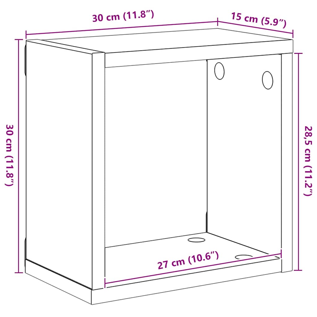 Würfelregale 4 Stk. Grau 30x15x30 cm