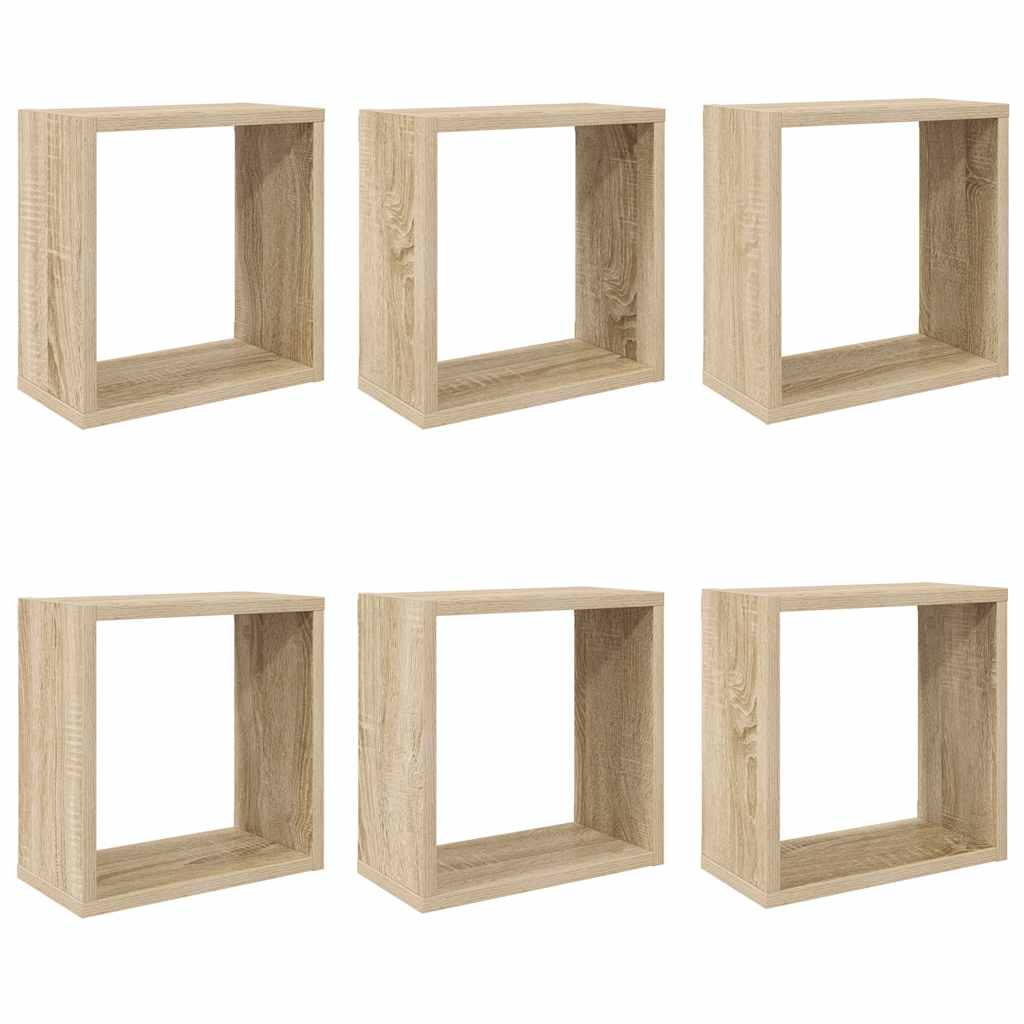 Würfelregale 6 Stk. Sonoma-Eiche 30x15x30 cm
