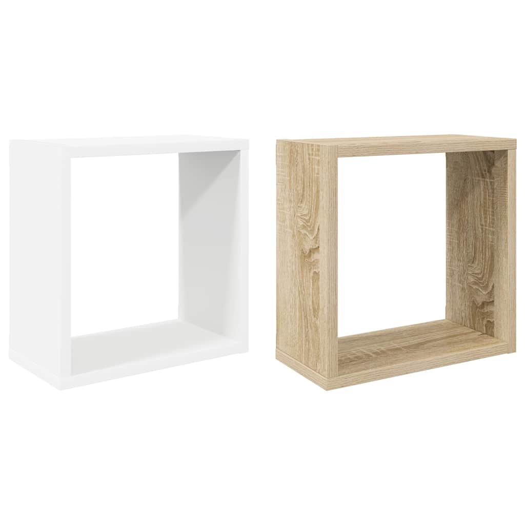 Würfelregale 2 Stk. Weiß und Sonoma-Eiche 30x15x30 cm
