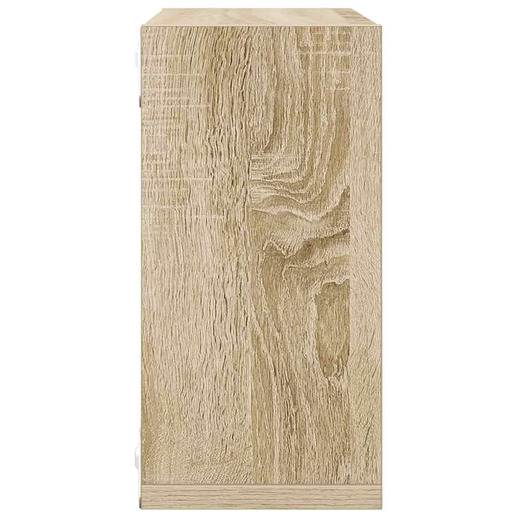 Würfelregale 2 Stk. Weiß und Sonoma-Eiche 30x15x30 cm