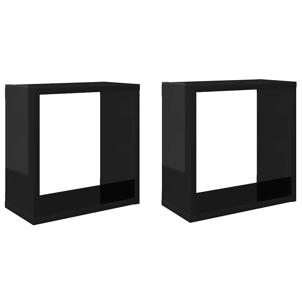 Würfelregale 2 Stk. Hochglanz-Schwarz 30x15x30 cm