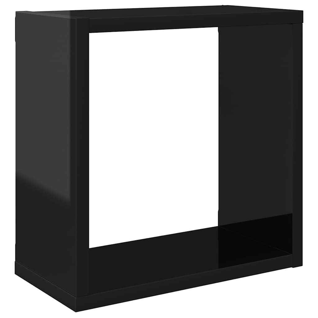 Würfelregale 2 Stk. Hochglanz-Schwarz 30x15x30 cm