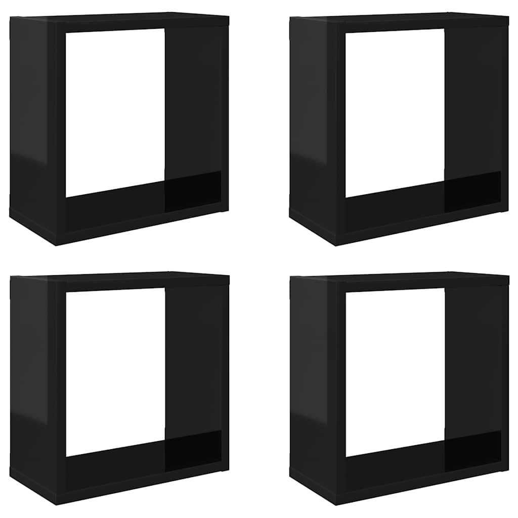 Würfelregale 4 Stk. Hochglanz-Schwarz 30x15x30 cm
