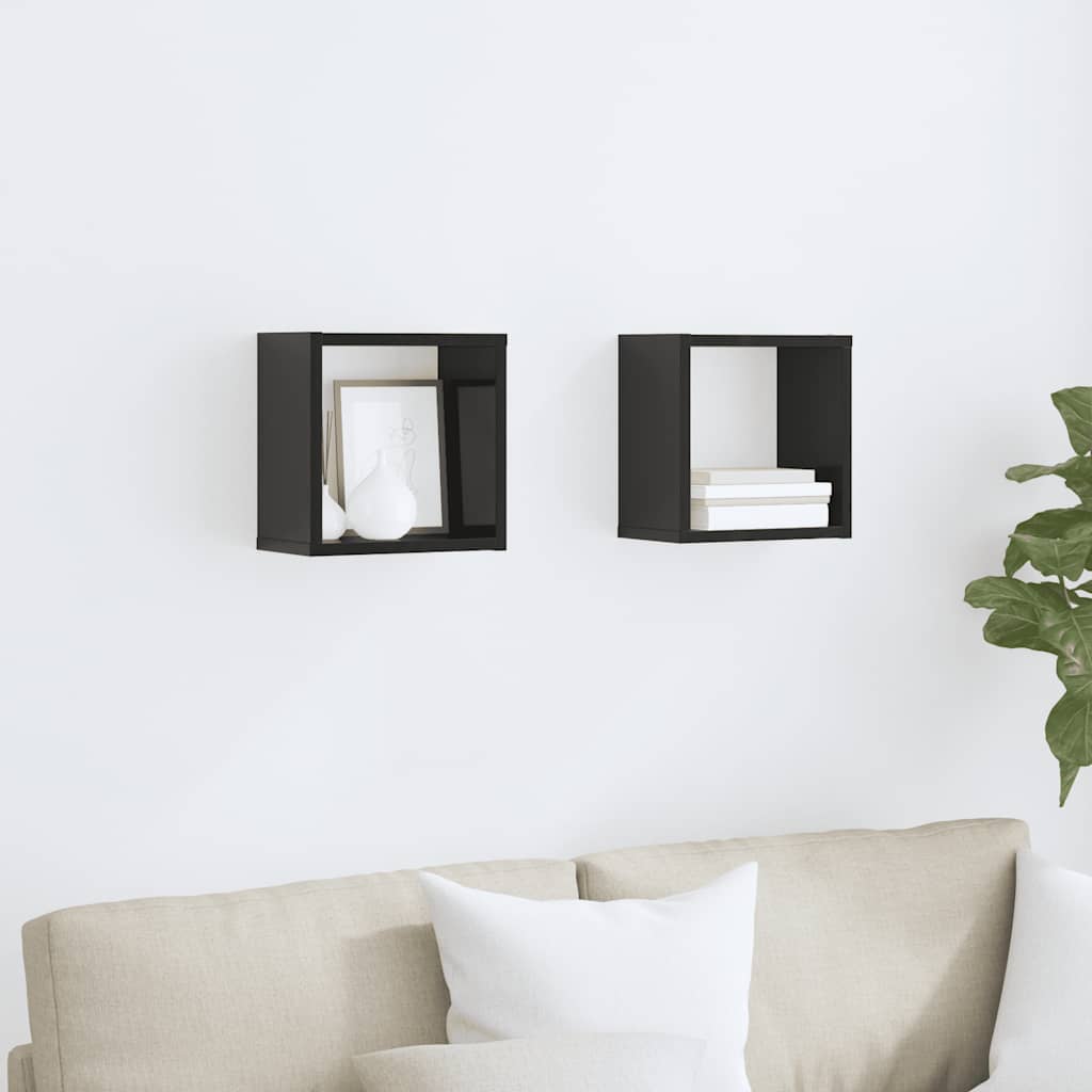 Würfelregale 2 Stk. Hochglanz-Schwarz 26x15x26 cm