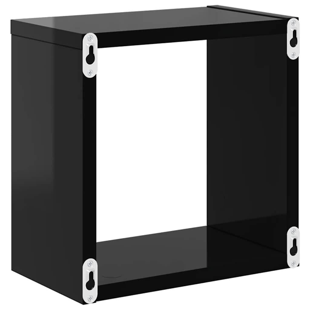 Würfelregale 2 Stk. Hochglanz-Schwarz 26x15x26 cm