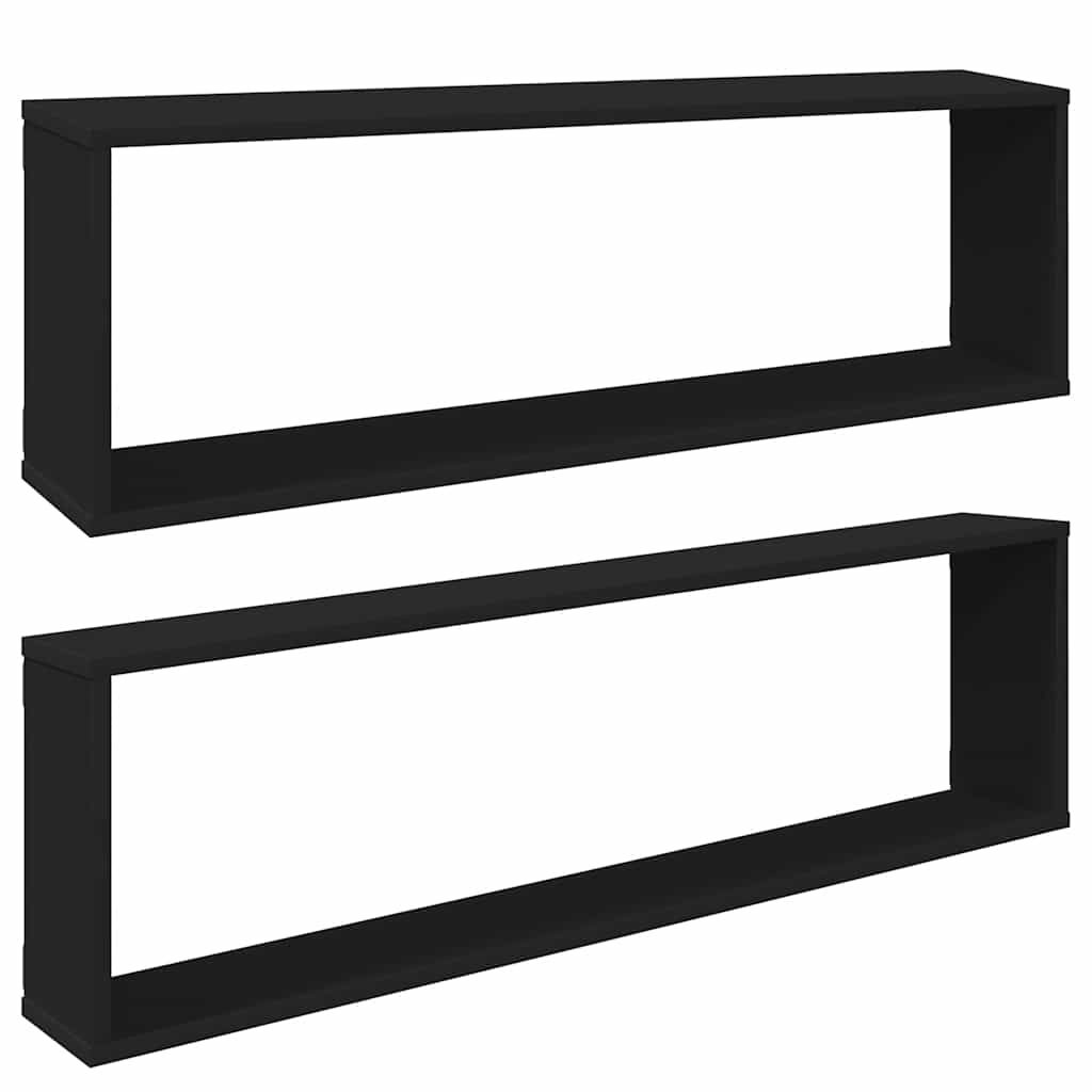 Würfelregale 2 Stk. Schwarz 100x15x30 cm Holzwerkstoff