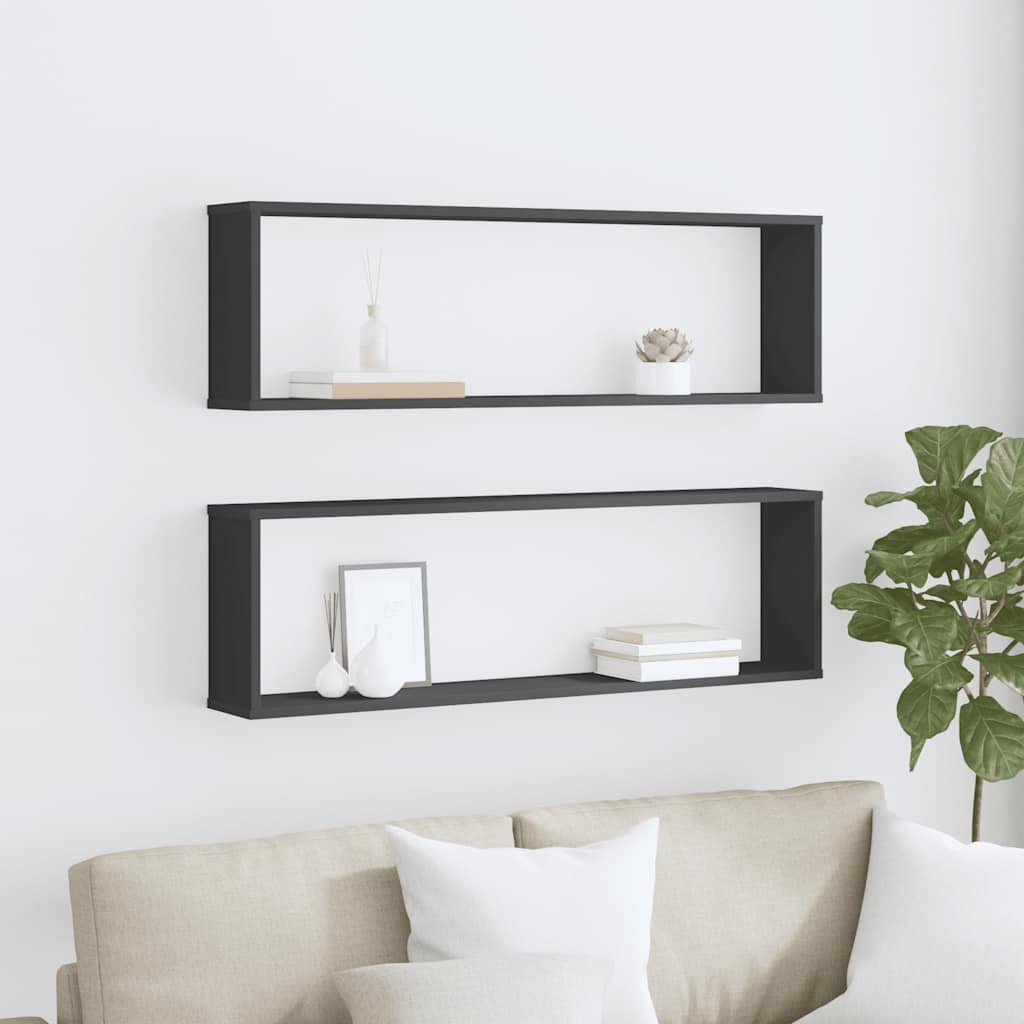 Würfelregale 2 Stk. Schwarz 100x15x30 cm Holzwerkstoff