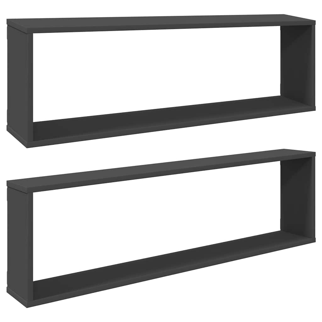 Würfelregale 2 Stk. Grau 100x15x30 cm Holzwerkstoff