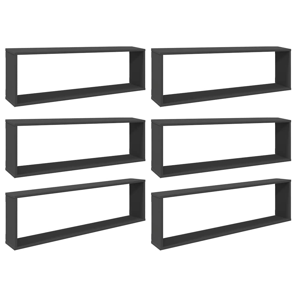 Würfelregale 6 Stk. Grau 100x15x30 cm Holzwerkstoff