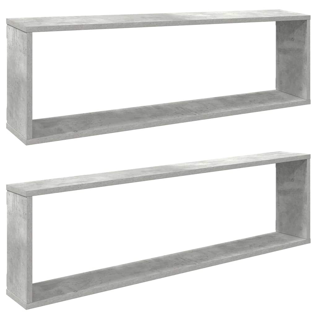 Würfelregale 2 Stk. Betongrau 100x15x30 cm Holzwerkstoff