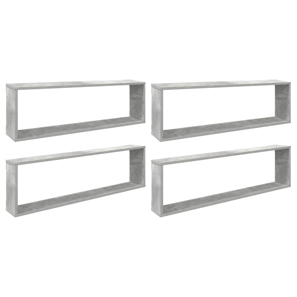 Würfelregale 4 Stk. Betongrau 100x15x30 cm Holzwerkstoff