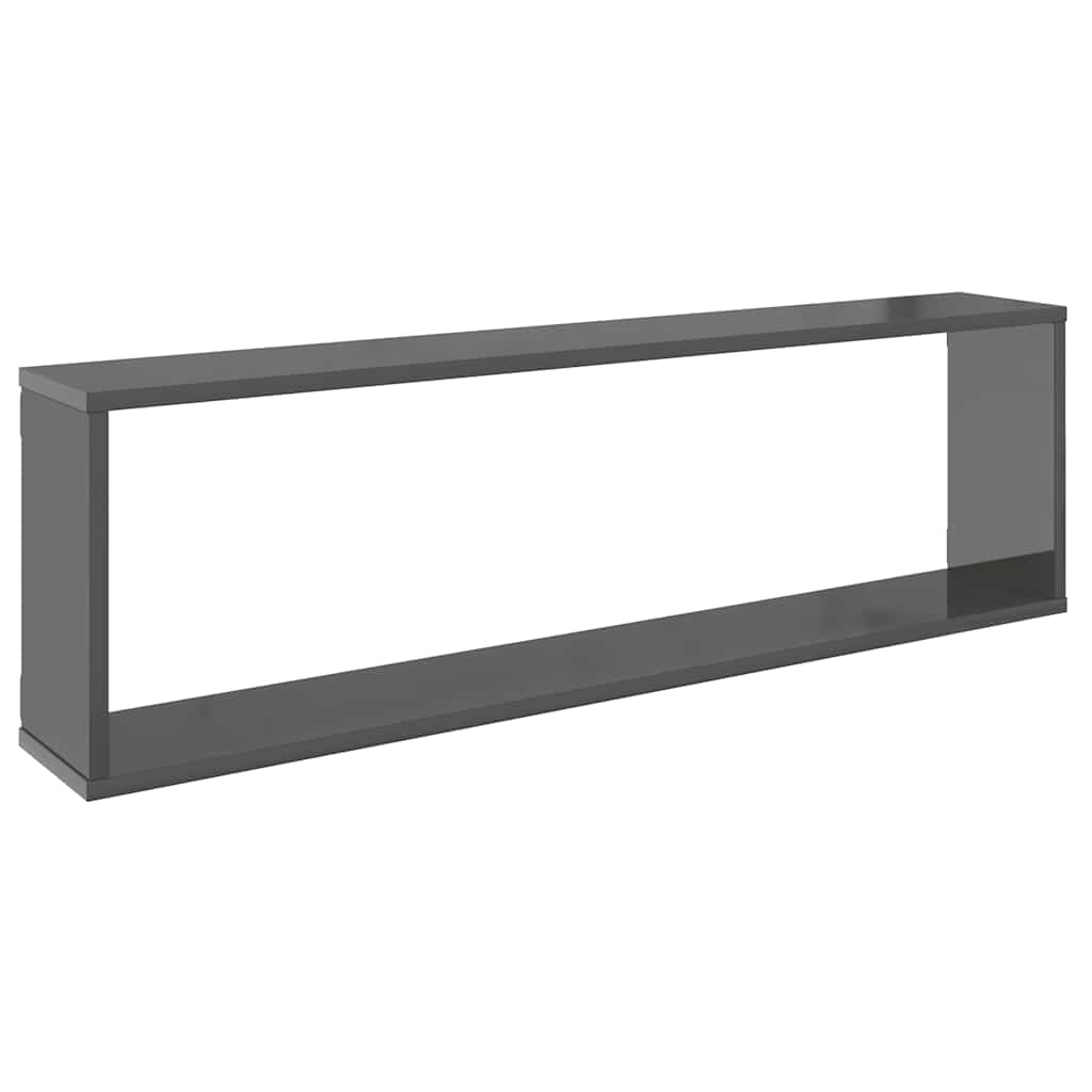 Würfelregale 2 Stk. Hochglanz-Grau 100x15x30 cm Holzwerkstoff