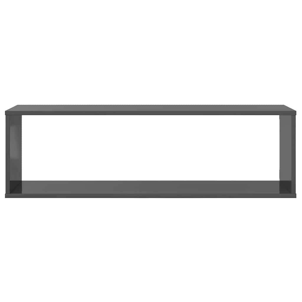 Würfelregale 2 Stk. Hochglanz-Grau 100x15x30 cm Holzwerkstoff