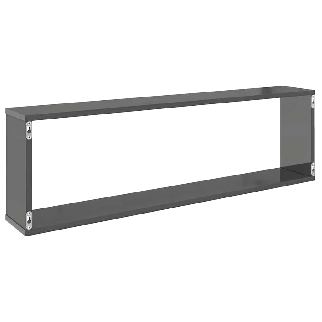 Würfelregale 4 Stk. Hochglanz-Grau 100x15x30 cm Holzwerkstoff