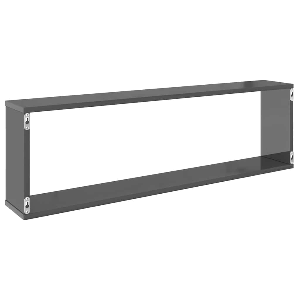 Würfelregale 6 Stk. Hochglanz-Grau 100x15x30 cm Holzwerkstoff