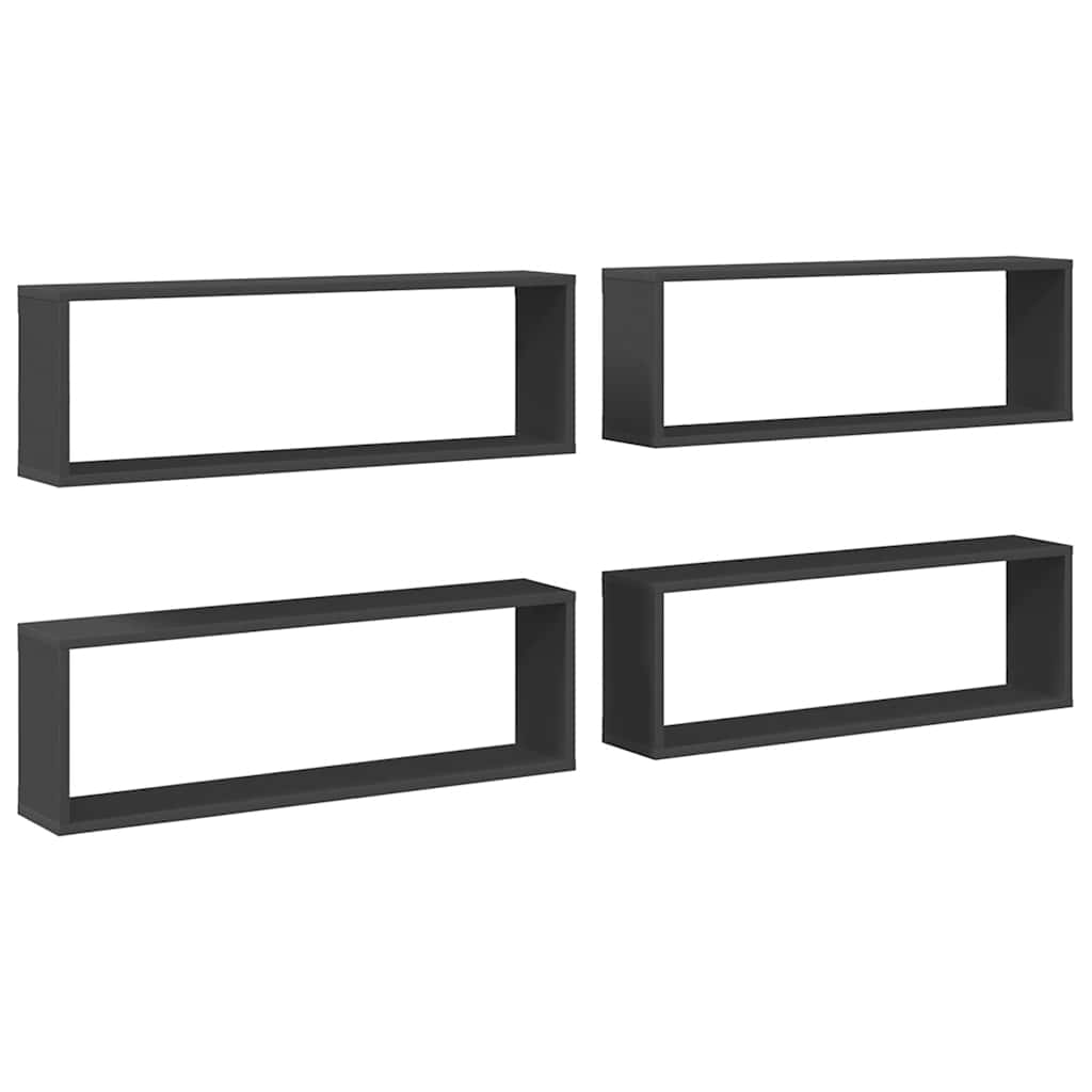 Würfelregale 4 Stk. Grau 80x15x26,5 cm Holzwerkstoff