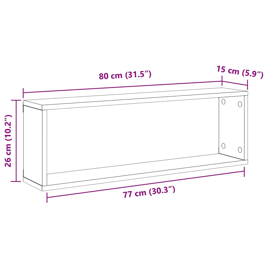 Würfelregale 4 Stk. Grau 80x15x26,5 cm Holzwerkstoff