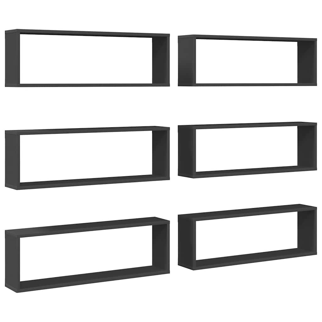 Würfelregale 6 Stk. Grau 80x15x26,5 cm Holzwerkstoff