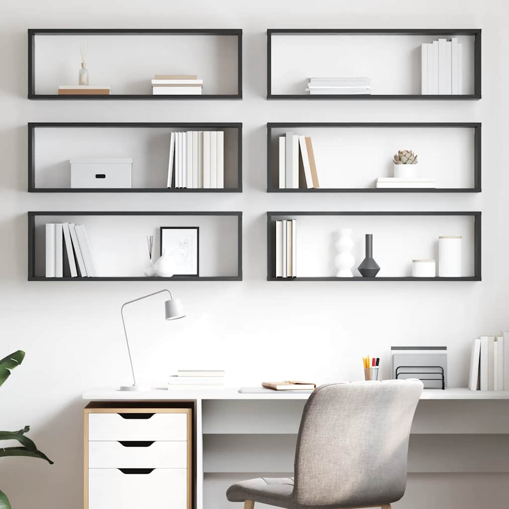 Würfelregale 6 Stk. Grau 80x15x26,5 cm Holzwerkstoff