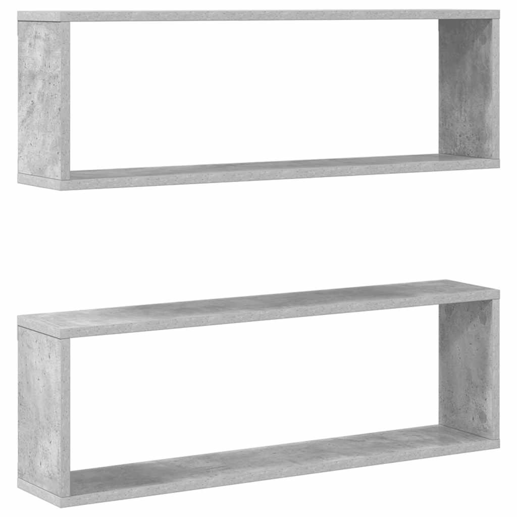 Würfelregale 2 Stk. Betongrau 80x15x26,5 cm Holzwerkstoff