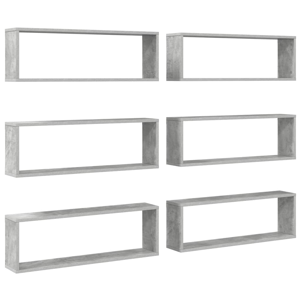 Würfelregale 6 Stk. Betongrau 80x15x26,5 cm Holzwerkstoff
